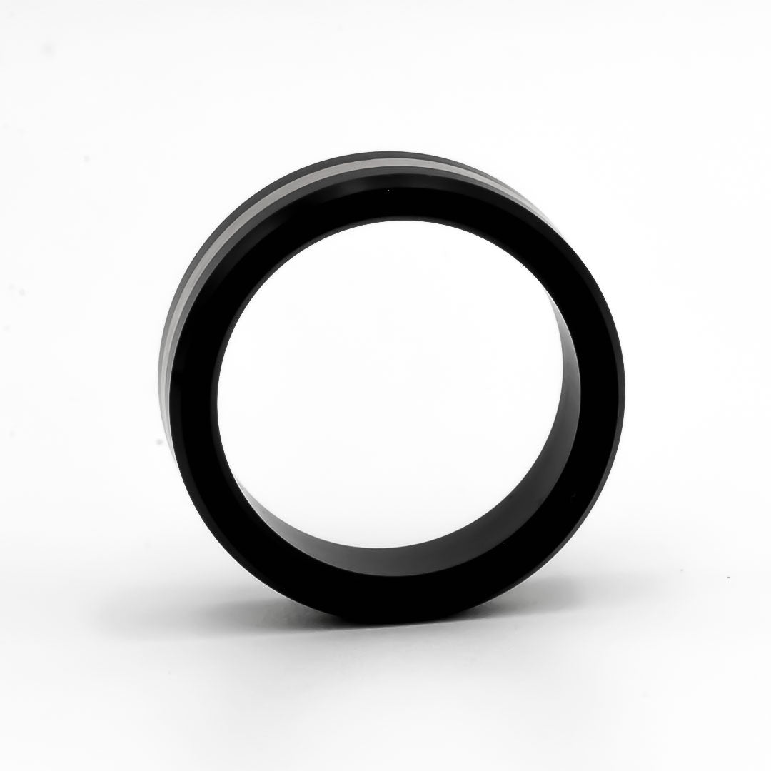 Black Diamond - Men’s Ring 8mm - Silver Inlay - ARES - Elysium Black Diamond