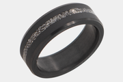 Black Diamond - Men’s Ring 8mm - Authentic Muonionalausta Meteorite Inlay - ARES - Elysium Black Diamond