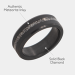 Load image into Gallery viewer, Black Diamond - Men’s Ring 8mm - Authentic Muonionalausta Meteorite Inlay - ARES - Elysium Black Diamond