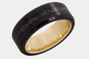 Black Diamond - Men’s Ring 8mm - Authentic Muonionalausta Meteorite Inlay With Sleeve - ARES - Elysium Black Diamond