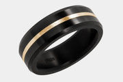 Black Diamond - Men’s Ring 7mm - 24k Yellow Gold Inlay - ARES - Elysium Black Diamond