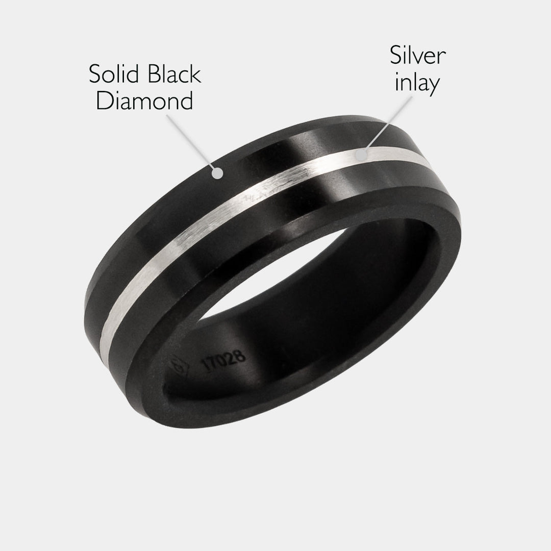 Black Diamond - Men’s Ring 7mm - Platinum Inlay - ARES - Elysium Black Diamond