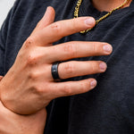 Load image into Gallery viewer, Black Diamond - Men’s Ring 8mm - Black Diamond Inset - ARES - Elysium Black Diamond