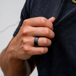 Load image into Gallery viewer, Black Diamond - Men’s Ring 8mm - Black Diamond Inset - ARES - Elysium Black Diamond