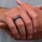 Load image into Gallery viewer, Black Diamond - Men’s Ring 8mm - 24k Yellow Gold Inlay - ARES - Elysium Black Diamond
