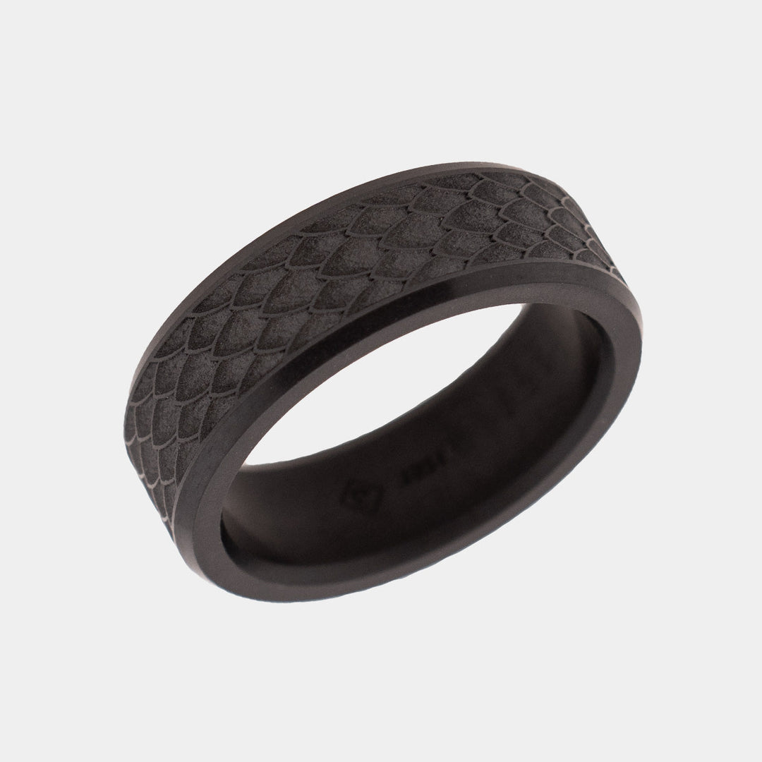 Black Diamond - Men’s Ring 8mm - Custom Laser Engraving - ARES - Elysium Black Diamond