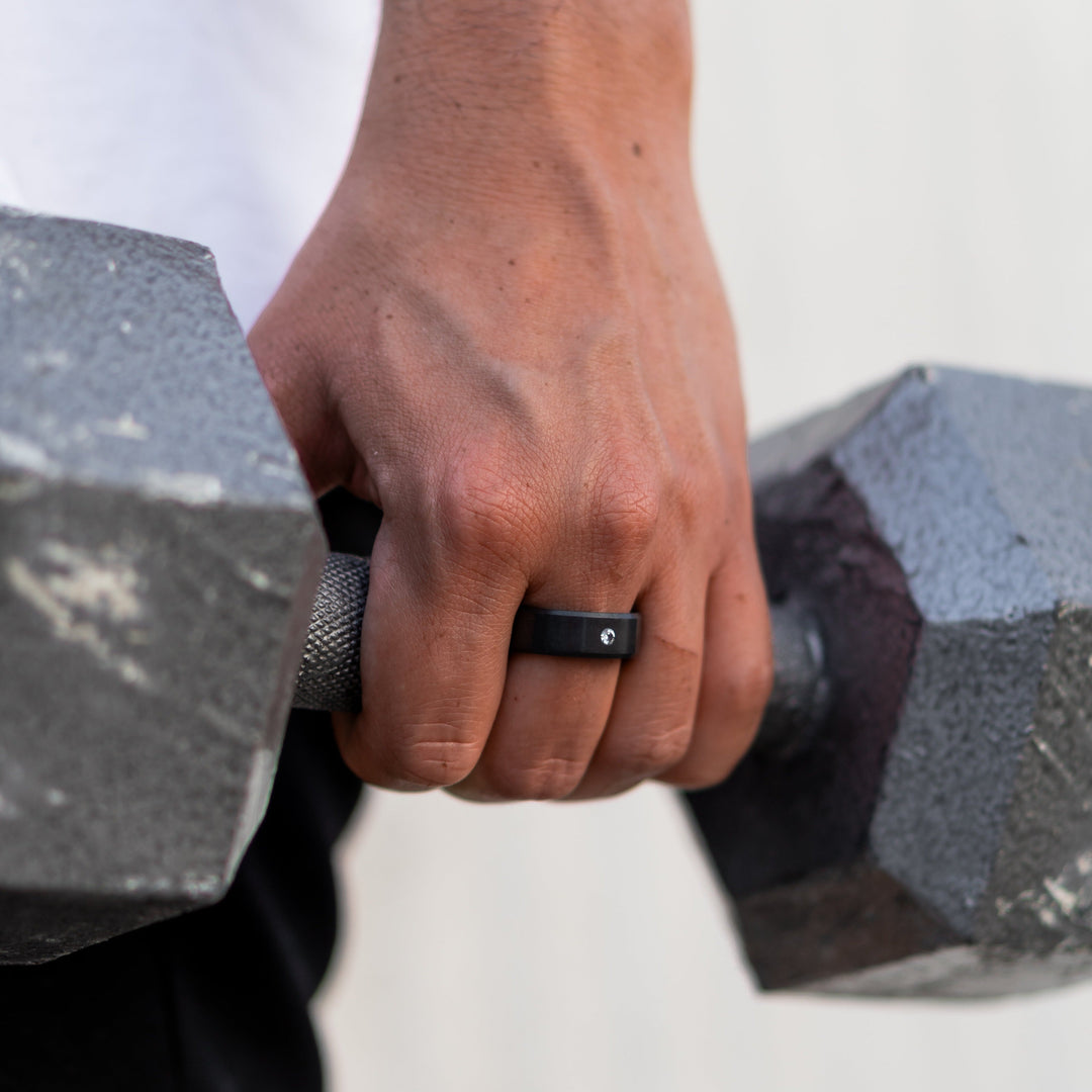 Black Diamond - Men’s Ring 8mm - White Diamond Inset - ARES - Elysium Black Diamond