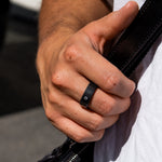 Load image into Gallery viewer, Black Diamond - Men’s Ring 8mm - White Diamond Inset - ARES - Elysium Black Diamond