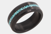 Black Diamond - Men’s Ring 8mm - Authentic Turquoise Stone Inlay - ARES - Elysium Black Diamond