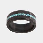 Load image into Gallery viewer, Black Diamond - Men’s Ring 8mm - Authentic Turquoise Stone Inlay - ARES - Elysium Black Diamond