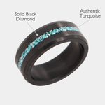 Load image into Gallery viewer, Black Diamond - Men’s Ring 8mm - Authentic Turquoise Stone Inlay - ARES - Elysium Black Diamond