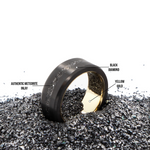 Load image into Gallery viewer, Black Diamond - Men’s Ring 8mm - Authentic Muonionalausta Meteorite Inlay With Sleeve - ARES - Elysium Black Diamond