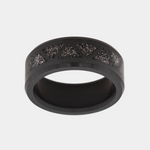 Load image into Gallery viewer, Black Diamond - Men’s Ring 8mm - Authentic Muonionalausta Meteorite Triangle Pattern Inlay - ARES - Elysium Black Diamond