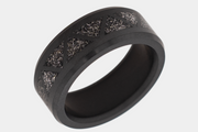 Black Diamond - Men’s Ring 8mm - Authentic Muonionalausta Meteorite Triangle Pattern Inlay - ARES - Elysium Black Diamond