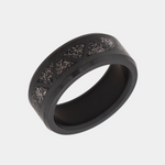 Load image into Gallery viewer, Black Diamond - Men’s Ring 8mm - Authentic Muonionalausta Meteorite Triangle Pattern Inlay - ARES - Elysium Black Diamond