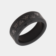 Black Diamond - Men’s Ring 8mm - Authentic Muonionalausta Meteorite Triangle Pattern Inlay - ARES - Elysium Black Diamond
