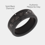 Load image into Gallery viewer, Black Diamond - Men’s Ring 8mm - Authentic Muonionalausta Meteorite Triangle Pattern Inlay - ARES - Elysium Black Diamond