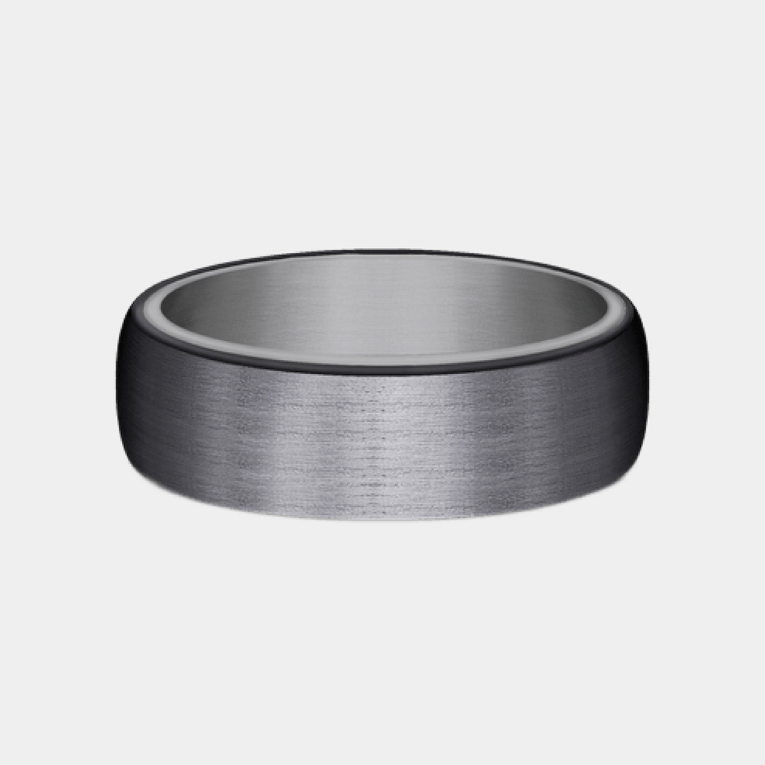 Men's Wedding Band | The Baron | 6.5mm | Tantalum Grey with Black Titanium | Elysium