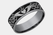 Men's Wedding Band | The Claddagh | Tantalum Grey with Grey Black Titanium | Elysium