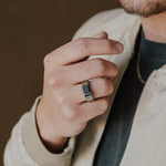 Load image into Gallery viewer, Black Diamond - Men’s Ring 8mm - Titanium Band Tension Set Elysium Black Diamond - AJAX - Elysium Black Diamond