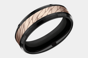 Men's Wedding Band | The Dino | Black Titanium with 14K Rose Gold | Elysium