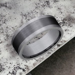 Load image into Gallery viewer, Men's Wedding Band | The Duke | Tantalum Grey with Black Titanium | Elysium