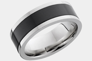Black Diamond - Men’s Ring 8mm - POSEIDON - 14K White Gold w/ Black Diamond Inlay - Elysium Black Diamond