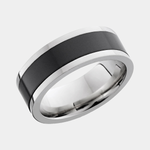 Load image into Gallery viewer, Black Diamond - Men’s Ring 8mm - POSEIDON - 14K White Gold w/ Black Diamond Inlay - Elysium Black Diamond