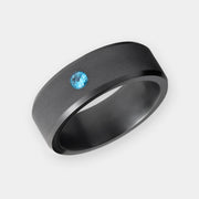 Black Diamond - Men’s Ring 8mm - Blue Diamond Inset - ARES - Elysium Black Diamond