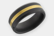 Black Diamond - Men’s Ring 8mm - 24k Yellow Gold Inlay - ARES - Elysium Black Diamond