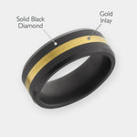 Load image into Gallery viewer, Black Diamond - Men’s Ring 8mm - 24k Yellow Gold Inlay - ARES - Elysium Black Diamond