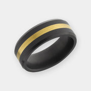 Black Diamond - Men’s Ring 8mm - 24k Yellow Gold Inlay - ARES - Elysium Black Diamond