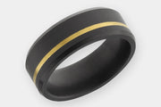 Black Diamond - Men’s Ring 8mm - Offset Inlay Gold - ARES - Elysium Black Diamond