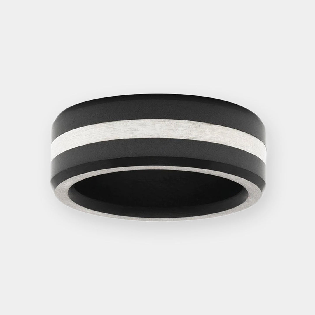 Black Diamond - Men’s Ring 8mm - Silver Inlay - ARES - Elysium Black Diamond
