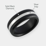 Load image into Gallery viewer, Black Diamond - Men’s Ring 8mm - Silver Inlay - ARES - Elysium Black Diamond