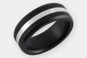 Black Diamond - Men’s Ring 8mm - Silver Inlay - ARES - Elysium Black Diamond