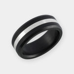 Load image into Gallery viewer, Black Diamond - Men’s Ring 8mm - Silver Inlay - ARES - Elysium Black Diamond