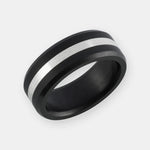 Load image into Gallery viewer, Black Diamond - Men’s Ring 8mm - Platinum Inlay - ARES - Elysium Black Diamond