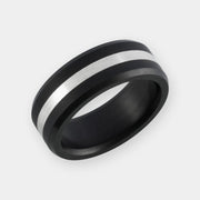 Black Diamond - Men’s Ring 8mm - Silver Inlay - ARES - Elysium Black Diamond