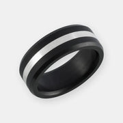 Black Diamond - Men’s Ring 8mm - Platinum Inlay - ARES - Elysium Black Diamond