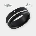 Load image into Gallery viewer, Black Diamond - Men’s Ring 8mm - Offset Inlay Silver - ARES - Elysium Black Diamond