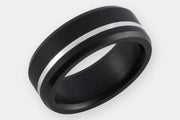 Black Diamond - Men’s Ring 8mm - Offset Inlay Silver - ARES - Elysium Black Diamond