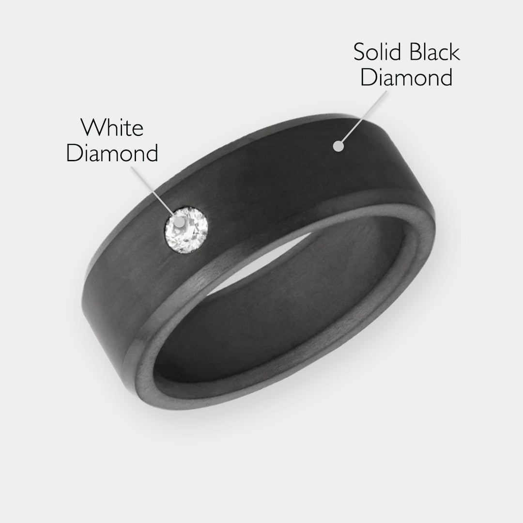 Black Diamond - Men’s Ring 8mm - White Diamond Inset - ARES - Elysium Black Diamond