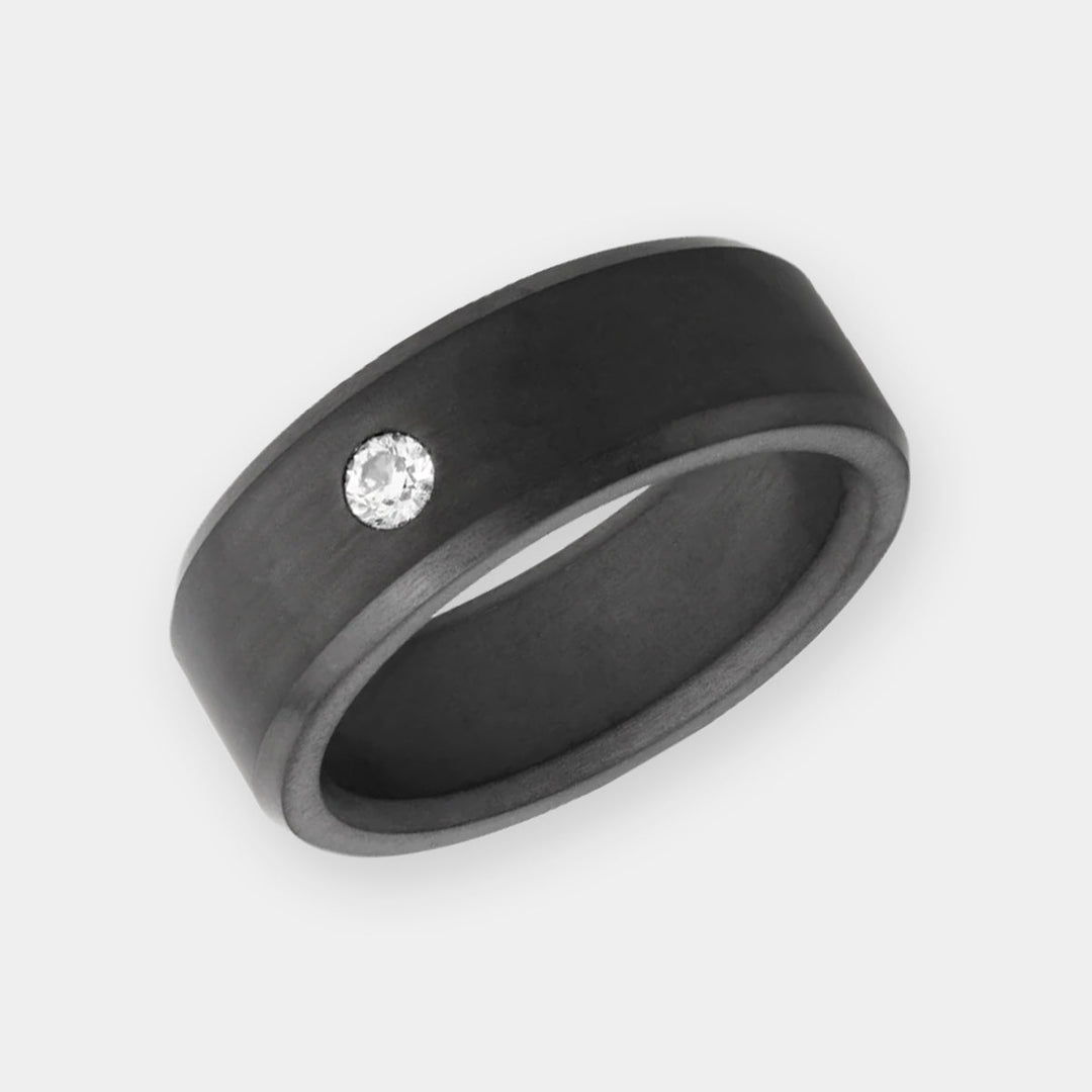 Black Diamond - Men’s Ring 8mm - White Diamond Inset - ARES - Elysium Black Diamond