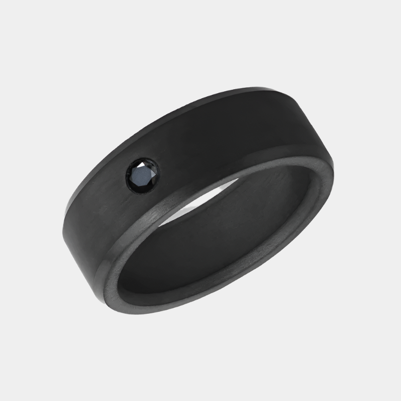 Black Diamond - Men’s Ring 8mm - Black Diamond Inset - ARES - Elysium Black Diamond