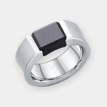 Load image into Gallery viewer, Black Diamond - Men’s Ring 8mm - Titanium Band Tension Set Elysium Black Diamond - AJAX - Elysium Black Diamond