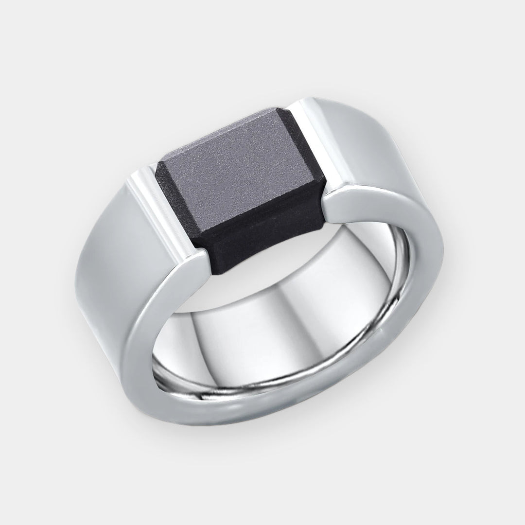 Black Diamond - Men’s Ring 8mm - Titanium Band Tension Set Elysium Black Diamond - AJAX - Elysium Black Diamond