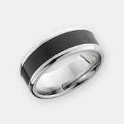 Black Diamond - Men’s Ring 8mm - 14K White Gold w/ Black Diamond Inlay - IMPERIUM - Elysium Black Diamond