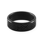Load image into Gallery viewer, Black Diamond - Men’s Ring 8mm - Celtic Laser Engraved Pattern - KRATOS - Elysium Black Diamond