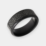 Load image into Gallery viewer, Black Diamond - Men’s Ring 8mm - Celtic Laser Engraved Pattern - KRATOS - Elysium Black Diamond